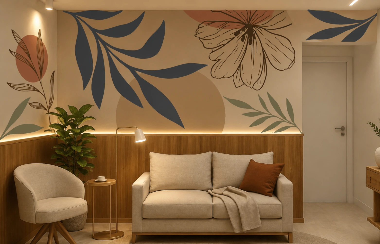 Parede transformada com pintura orgânica